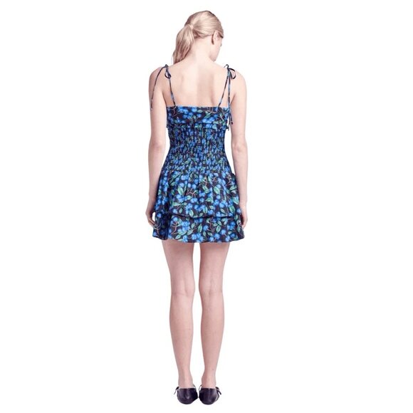 English Factory Blueberry Print Smocked Rayon Mini Dress Sundress Size M - Picture 11 of 12